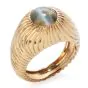 Retro Vintage Chrysoberyl Cats Eye 18K Gold Textured Men Ring