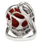 GIA 14.25ct Natural Coral Diamond Platinum Bypass Cocktail Ring 