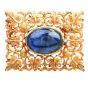 Buccellati No Heat Blue Sapphire 18K Gold Floral Square Brooch Pin