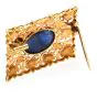 Buccellati No Heat Blue Sapphire 18K Gold Floral Square Brooch Pin