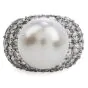 Extraordinary South Sea Pearl 3.97ct Diamond Platinum Cluster Cocktail Ring