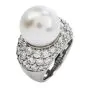 Extraordinary South Sea Pearl 3.97ct Diamond Platinum Cluster Cocktail Ring