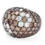 Floral Dome Fancy Brown Orange Diamond 18K Gold Wide Cocktail Ring 