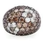 Floral Dome Fancy Brown Orange Diamond 18K Gold Wide Cocktail Ring 