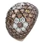 Floral Dome Fancy Brown Orange Diamond 18K Gold Wide Cocktail Ring 