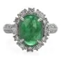 GIA Natural Emerald Diamond Platinum Oval Halo Cocktail Ring