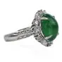 GIA Natural Emerald Diamond Platinum Oval Halo Cocktail Ring
