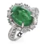 GIA Natural Emerald Diamond Platinum Oval Halo Cocktail Ring