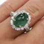 GIA Natural Emerald Diamond Platinum Oval Halo Cocktail Ring