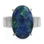 Excellent 7.53ct GIA Black Opal Diamond Platinum Oval Cocktail Ring