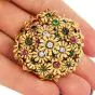 1980s Diamond Ruby Sapphire Emerald 18K Gold Floral Pin Brooch