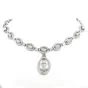 Estate 17.25 Diamond 18K White Gold Oval Drop Pendant Link Necklace