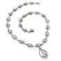 Estate 17.25 Diamond 18K White Gold Oval Drop Pendant Link Necklace