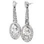 Estate Diamond 18K White Gold Oval Dangle Drop Earrings