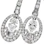 Estate Diamond 18K White Gold Oval Dangle Drop Earrings