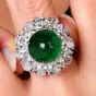 Certified Emerald 21.8cts Diamond Platinum Sugarloaf Floral Cocktail Ring|Dover Jewelry|