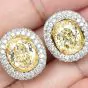 GIA 9.79cts Natural Yellow Diamond Halo Cluster Clip On  Stud Earrings