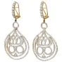 Estate 6.00Cts Diamond Gold Open Majestic Crown Dangle Drop Earrings