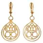 Estate 6.00Cts Diamond Gold Open Majestic Crown Dangle Drop Earrings