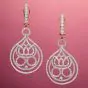 Estate 6.00Cts Diamond Gold Open Majestic Crown Dangle Drop Earrings