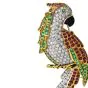 Vintage Diamond Ruby Emerald Onyx 18K Gold Parrot Pin Brooch