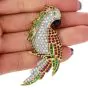 Vintage Diamond Ruby Emerald Onyx 18K Gold Parrot Pin Brooch