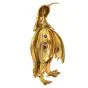 Vintage Sapphire 18K Gold Engraved Penguin Pin Brooch 