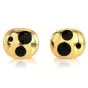 Vintage Retro Onyx 18K Yellow Gold Black Dot Tuxedo Cufflinks