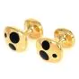Vintage Retro Onyx 18K Yellow Gold Black Dot Tuxedo Cufflinks