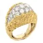 Vintage Diamond Cluster 18K Gold Dome Nugget Cocktail Ring