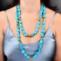 Vintage Turquoise 18K Gold GIA-Bead Spacers Necklace