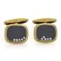 Chopard Vintage Happy Diamond Onyx 18K Yellow Gold Men's Cufflinks