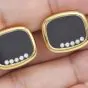 Chopard Vintage Happy Diamond Onyx 18K Yellow Gold Men's Cufflinks