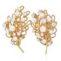  Vintage Akoya Pearl Diamond 22K Gold Rope Flower Bouquet Earrings