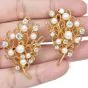  Vintage Akoya Pearl Diamond 22K Gold Rope Flower Bouquet Earrings
