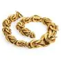 Retro 18K Yellow Gold Byzantine Graduated Woven Solid Link Necklace