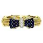 Estate Diamond Sapphire 18K Gold Bow Cuff Bangle Bracelet-Dover Jewelry