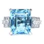 Vintage Aquamarine Diamond Platinum Tall Geometric Cocktail Ring 