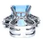Vintage Aquamarine Diamond Platinum Tall Geometric Cocktail Ring 