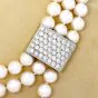 Estate Cluster Diamond Pearl Gold Clasp Three Strand Necklace