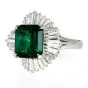 Certified 3.22ct Colombian Emerald Diamond Platinum Ballerina Ring