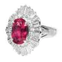 GIA Oval Cut Ruby Diamond Platinum Ballerina Cocktail Ring