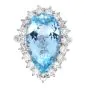 GIA 10.77ct Aquamarine Diamond Platinum Drop Pear Cut Cocktail Ring