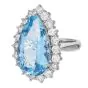 GIA 10.77ct Aquamarine Diamond Platinum Drop Pear Cut Cocktail Ring
