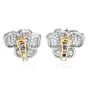 Estate 22.76 Carats Fancy Yellow Diamond 18K Gold Flower Cluster Large Clip On Earrings