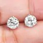 Estate 2.45 Carats Round Diamond 18K White Gold Martini Set Stud Earrings