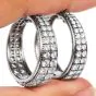 Estate 5.50 Carats Diamond 18K White Gold Wide Hoop Earrings