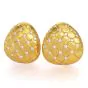  Estate Diamond 18K Yellow Gold Quilted Cushion Clip On Earrings