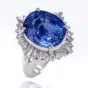 GIA 8.04ct Blue Sapphire Diamond Platinum Ballerina Halo Cocktail Ring 