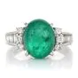 GIA 3.92ct Cabochon Emerald Diamond Platinum Cocktail Ring